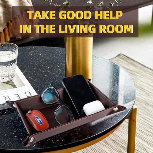 Valet Tray for Men Women - PU Leather Travel Catchall Tray Organizer - Rectangle - Image 5