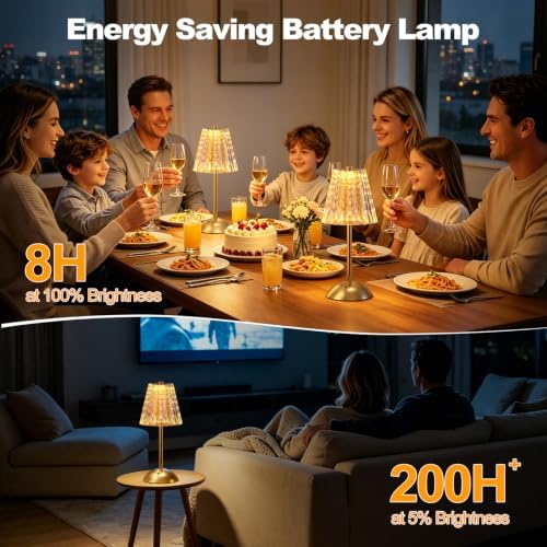 FLY2SKY Crystal Table Lamp, Rechargeable Lamp with 3 Color Temperatures - Image 5