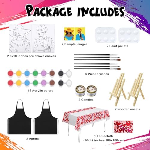 VOCHIC Date Night Painting Kit for Couples Sip and Paint Kit for Adults - Image 3