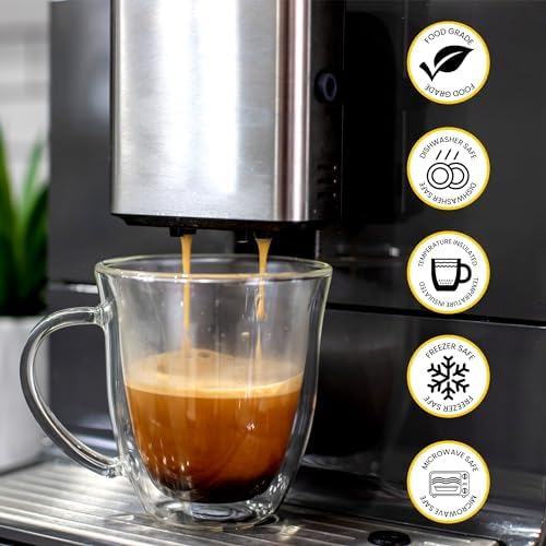 AYL Double Wall Glass Coffee Mugs - 13 oz Insulated Clear Latte Mugs Set of 2, Perfect for Espresso, Cappuccino, Latte, Tea - Elegant Glass Coffee Cups - Image 3