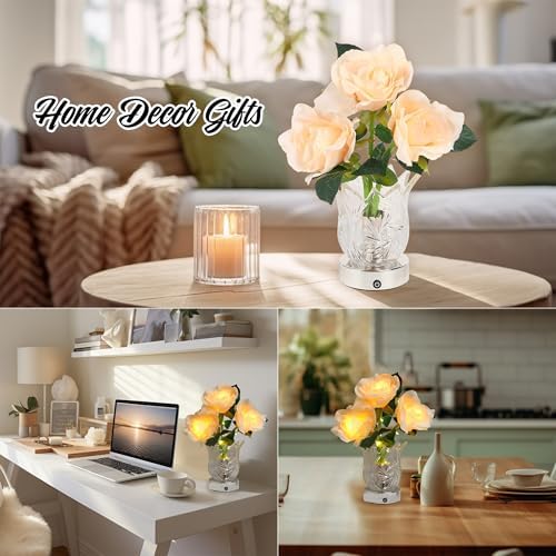 Champagne Rose LED Night Light, The Perfect Gifts for Home Décor for Women, Womens Mom Wife Friends for Her Valentine Anniversary Christmas Birthday Gifts (Champagne) - Image 4