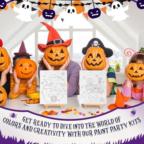 Sherr 96 Pcs 12 Set Pre Drawn Canvas Painting Kits, Halloween - Image 4