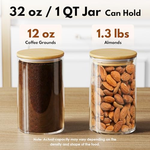 OneDream 32oz Glass Jar with Lid, 6 Pack Coffee Storage Canister for Candy - Image 4
