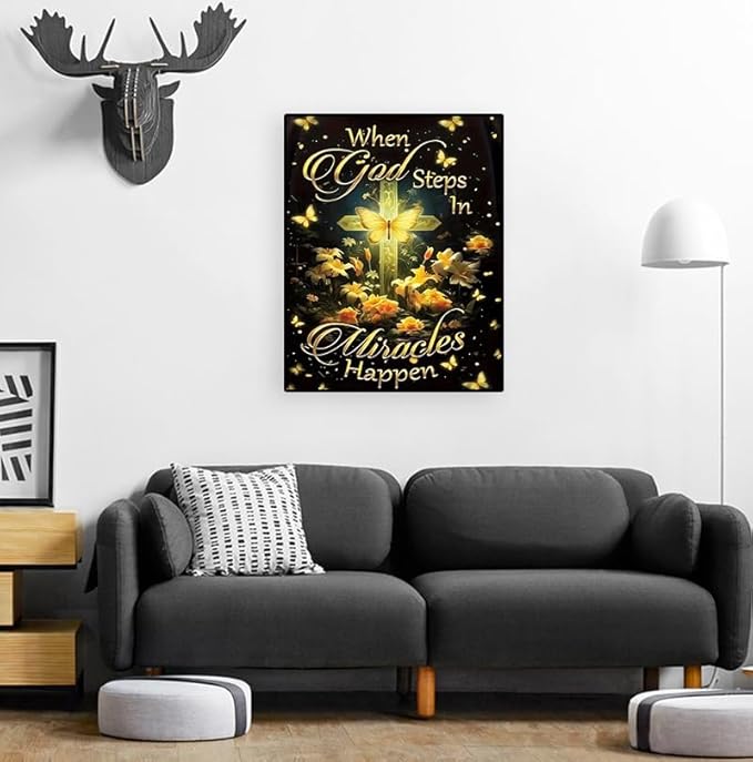 Christ Diamond Art Painting Kits for Adult Beginners - Butterfly Flowers 5D Full Drill Round Diamond Art Kits Diamond Dots Inspirational Paintings with Diamonds Picture Gem Art Rhinestones Crafts