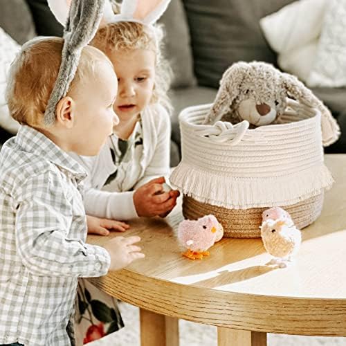 CherryNow Small Woven Rope Baby Basket with Tassel, 9.5" x 7", Jute - Image 2