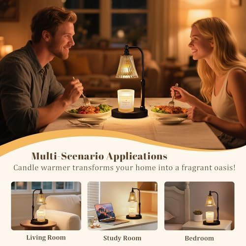 Hong-in Black Candle Warmer Lamp with Timer Dimmable,Birthday Gifts for Women,Adjustable Height Wax Melt Warmer for Jar Candles,House Warming Gifts New Home,Ideal for Office,Bedroom Home Decor - Image 4
