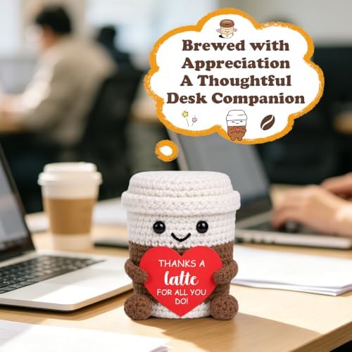 Thank You Gifts for Women Men, Bosses Day Gifts for Women, Christmas Teacher Principal Nurse Employee Coworker Appreciation Gift, Office Desk Decor Handmade Crochet Coffee Mug Cup Coffee Lovers Gift - Image 3