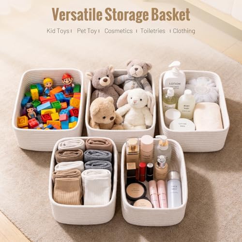 5 Pack Small Woven Storage Baskets for Shelves, Gift Baskets Empty - Image 4