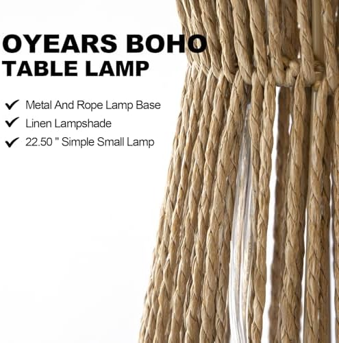 OYEARS 22.5" Table Lamps for Living Room,Boho Lamps Set of 2 for Bedrooms, Bedside Lamp for Nightstands, Rattan Lamp, Farmhouse Table Lamp for Room Decor, End Table, Retro, Brown（Not Include Bulbs） - Image 2