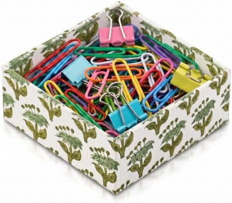 CPC Emerald Green Block Print Desk Organizer Memo Note Pad Holder by COTTONPRINTCLUB