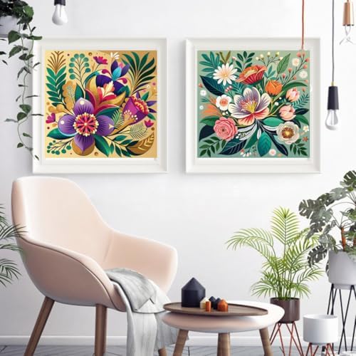 Canrichshop 4 Pack Paint by Numbers for Beginner with Frame,Flowers Adult Paint by Number Kits on Canvas, DIY Number Painting for Adults for Decor 8X 8 inch - Image 3
