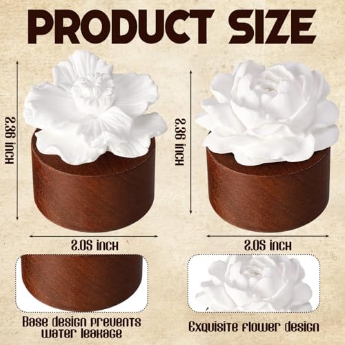 2 Pcs Ceramic Flower Diffuser Passive Essential Oil for Room - Image 2