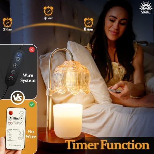 Candle Warmer Lamp with Timer & Wireless Remote Control – Dimmable 4-Level Adjustable Height Electric Wax Melt Warmer, Flameless Jar Light for Modern Minimalist Home Decor - Image 4