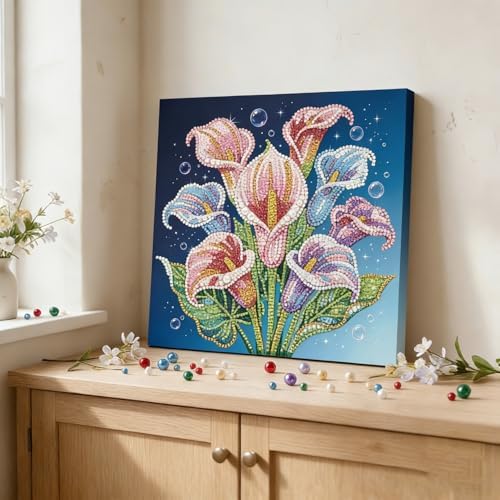 Xylzzuit Pearl Painting Kit with Frame All Inclusive 9.84x9.84IN DIY Gemstone Diamond Art Craft Supplies for Adults Beginners Craft Lovers Living Room Wall Desktop Decor Gift (Flower) - Image 4