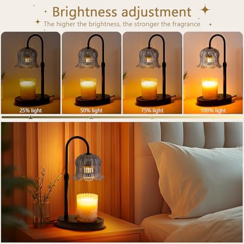 CRMILL Candle Warmer Lamp Electric Timer - Candles Height Control Warmers Scented Lamps No Flame Heat Warm Melt Wax Jar Modern Home Decor Table Lights for Home Living Bedroom Decorative - Image 3
