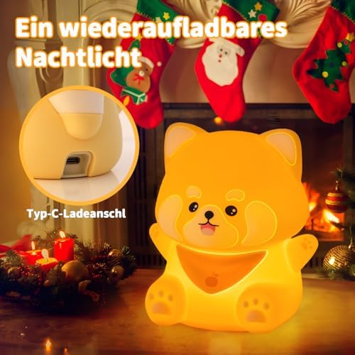 Rytinazzz Silicone Night Light for Kids, 50H Long Battery Red Panda Lamp, Cozy Gift Light for Kids, Soft Dimmable Bedside Light, Rechargeable Tap Control - Image 2