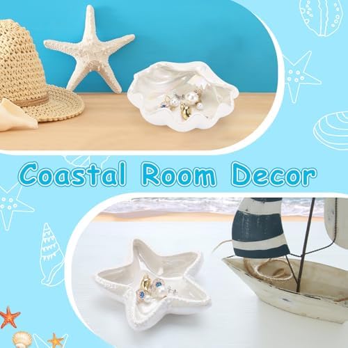 Jewelry Dish Tray For Coastal Beach Room Decor,Cute Ceramic Ring Holder Gift For Women Sister Mom Friend,Decorative Trinket Jewelry Organizer Tray For Rings Earrings Necklaces ets - Image 5