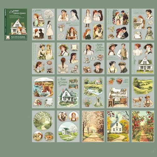 Alideco 20pcs Scrapbook Stickers Vintage Classic Literary Stories Sticker Book for Adults Sticker journaling Stickers for Scrapbooking (lvqianganni) - Image 2