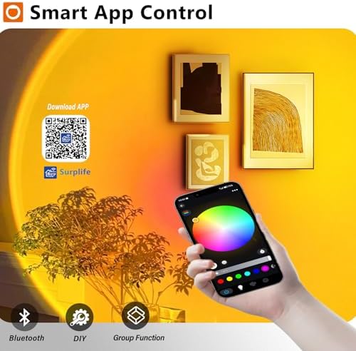 Sunset Lamp Projector with Remote Control, Multiple Colors LED APP Control Sunset Light Three Control Methods Night Light for Room Decor/Christmas Gift/Photography/Party/Bedroom Decor - Image 4