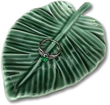 HOME SMILE Leaf Trinket Dish Decorative Ring Dish Holder for Jewelry Engagament Wedding Birthday St Patrick‘s Gifts by HOMESMILE