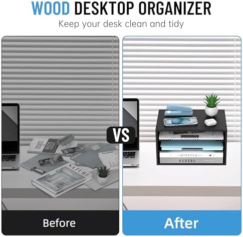 3-Tier Paper Organizer for Desk, Adjustable Mail Organizer, Black - Image 6