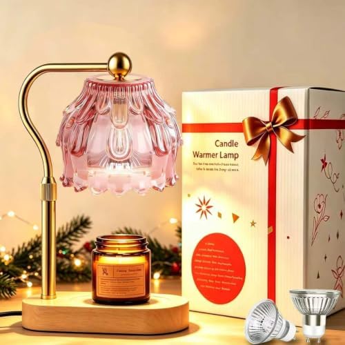 Height Adjustable Candle Warmer Lamp with Timer & Dimmable Home Decor, Pink by TEMZICK