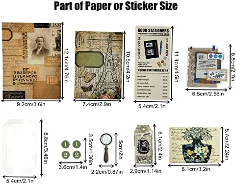 Esweny 260PCS Vintage Journaling Scrapbooking Supplies Scrapbook Sticker Paper Ephemera Pack for Junk Journal Planners Collage Craft Notebooks Album (Pen Ink and Letter) - Image 3