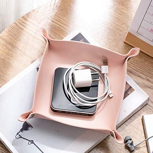 Leather Jewelry Valet Tray for Women and Man (Pink-B) - Image 5