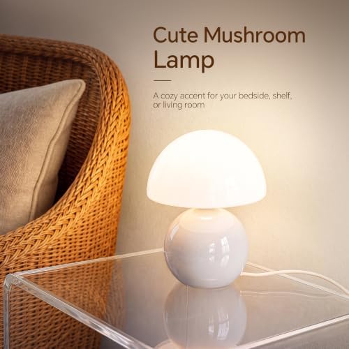 Dawnwake Mushroom Lamp Table Lamp for Bedroom-Small Desk Table Lamps,White - Image 2