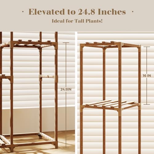 Bamworld 2 Sets Plant Stands Indoor Tall Shelves Outdoor for Multiple - Image 2