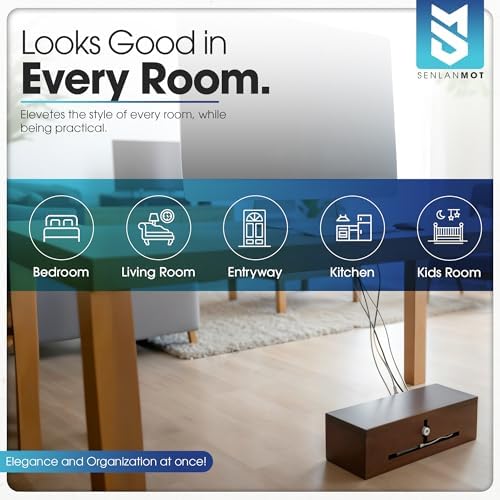Wooden Cable Management Box – Modern Wire Organizer Box & Power Strip Cover for Home or Office | Large Cable Hider for Wires, Chargers & Extension Leads - Image 3