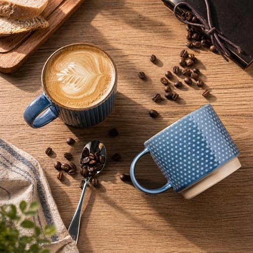 GBhome 15 OZ Stackable Coffee Mugs Set of 4, Ceramic Coffee Cups Set - Image 2
