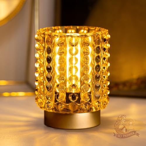 Battery Operated Lamp Timer, Small Cordless Lamp Decorative, Yellow by MJPREMIER
