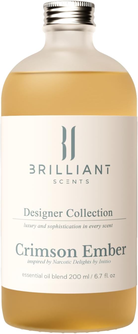 Brilliant Scents Crimson Ember Fragrance Oil 200ml - Premium Diffuser Oil for Home, Office, Hotels - Long Lasting, Plant Based, Meets IFRA Standards, USA-Made - Cherry, Pink Pepper, Black Pepper