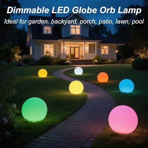 10-in LED Ball Light, Dimmable RGB Color Changing LED Globe Orb Mood Light - Image 7