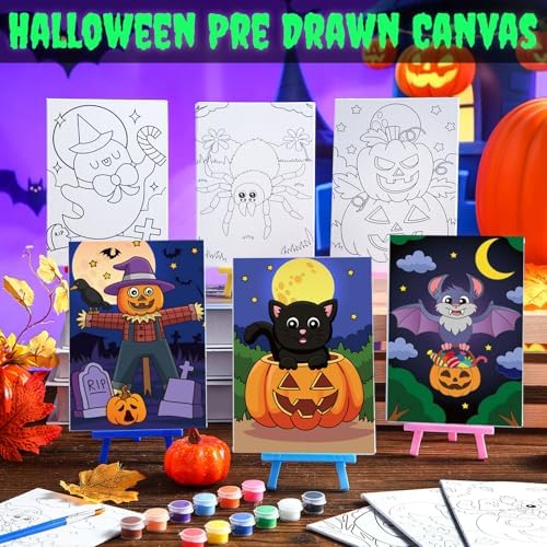 Blosssound 10 Set Halloween Pre Printed Canvas for Painting 5x7" - Image 4