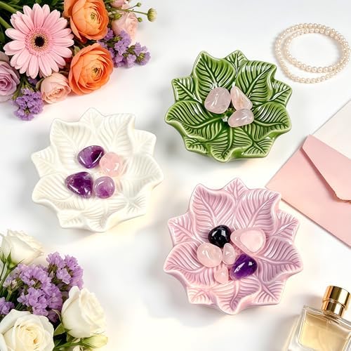 Green Leaf Jewelry Dish Ceramic Trinket Tray Birthday Gift for Women - Image 5