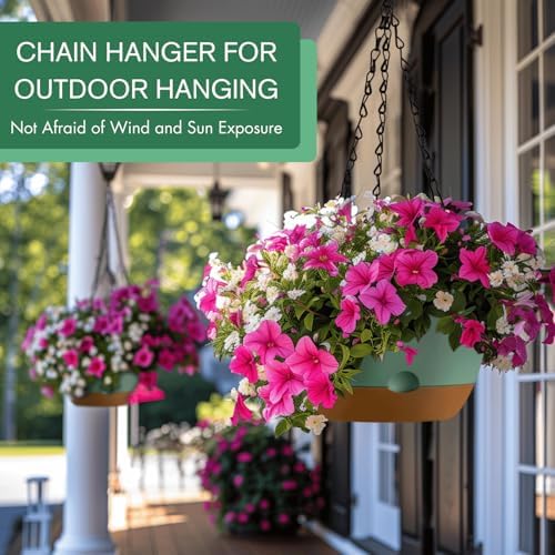 2 Pack 10 Inch Hanging Planters for Indoor Plants with Self Watering Design - Image 3