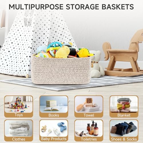 3 Pack Storage Baskets for Organizing, 13.7×9.5×6.3", Mixed brown - Image 4