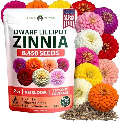 HOME GROWN Lilliput Mix Zinnia 8450 Flower Seeds Zinnia elegans by HOMEGROWN