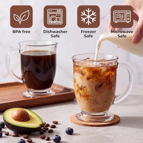 Accguan 2Pack 15 oz Clear Glass Coffee Mugs with Handle, Dishwasher Safe - Image 5