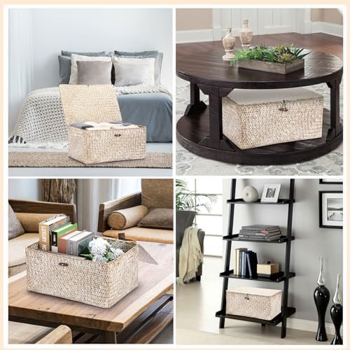 Hipiwe Wicker Woven Baskets Bin with Lid Seagrass Storage Basket, X-Large - Image 4