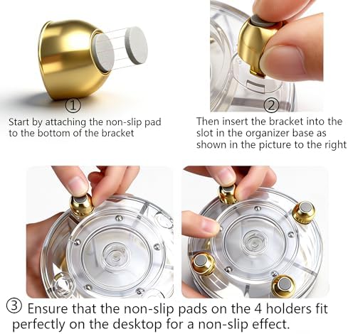 GOTOBA 360° Rotating Pencil Holder for Desk, Makeup Brush Holder with 6 Slots, Desk Organizer for Writing Utensil, Office and School Supplies (Transparent) - Image 6