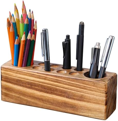 Solid Wood Pen Holder for Desk – Fountain Pen Holder – Stylish Wooden Pencil Holder and Wooden Desk Organizer by HoffengWell