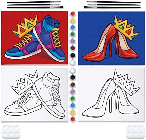 VOCHIC 2 Pack Pre Drawn Canvas for Painting for Adults Paint and Sip Kit by VOCHIC