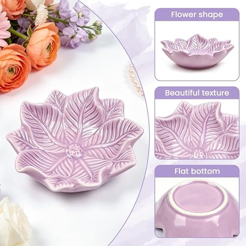 Purple Leaf Jewelry Dish Ceramic Trinket Tray Birthday Gift for Women - Image 2