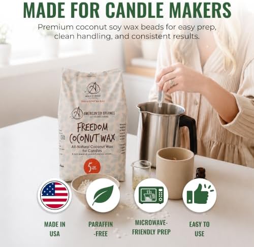 American Soy Organics Freedom Coconut Soy Wax Beads, Candle Wax, 5 lbs - Image 6