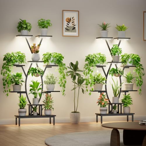 JUSTOGO Plant Stand Indoor with Grow Lights - 9 Tiered Tall Plant Shelf - Image 5