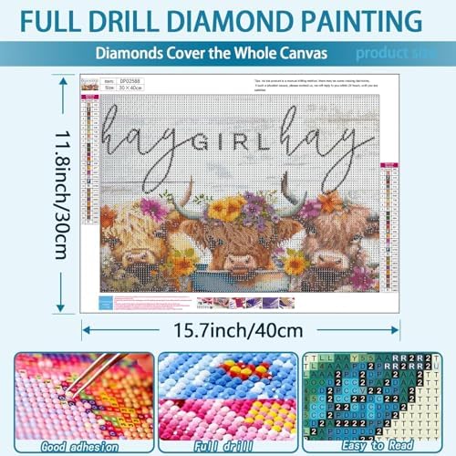 YOLENIX Highland Cattle Diamond Art Kits for Adult Diamond Painting Kit - Image 5