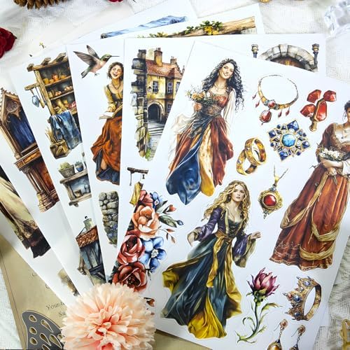 Snycler European Narrative Theme Sticker Scrapbooking Supplies for Junk Journal, 20 Sheets PET Stickers - Vintage Journaling Stickers, Ephemera Sticker Book Pre Cut, Junk Journal Supplies, Planner - Image 4